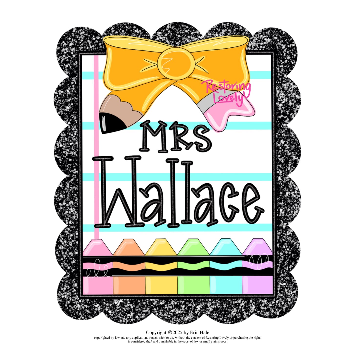 Scalloped Crayon Teacher - Restoring Lovely