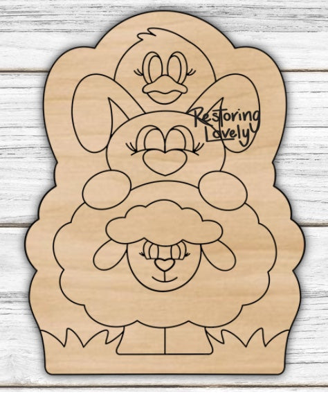 Sheep Bunny Chicken Stack - Restoring Lovely