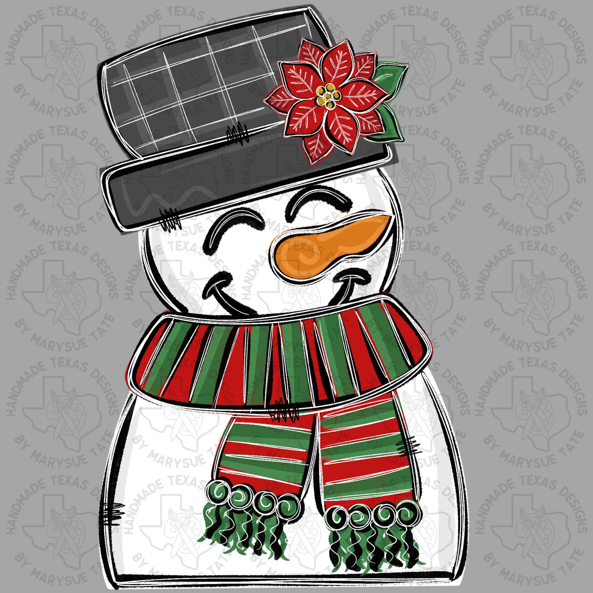 Snowman Poinsetta - Handmade Texas Designs
