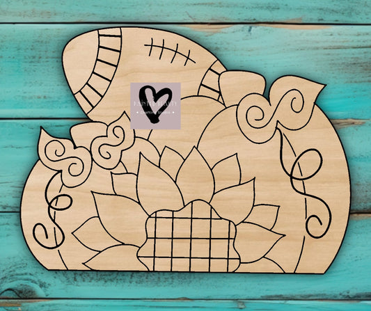 Teal Pumpkin Sunflower Football - Painted Beauty Designs