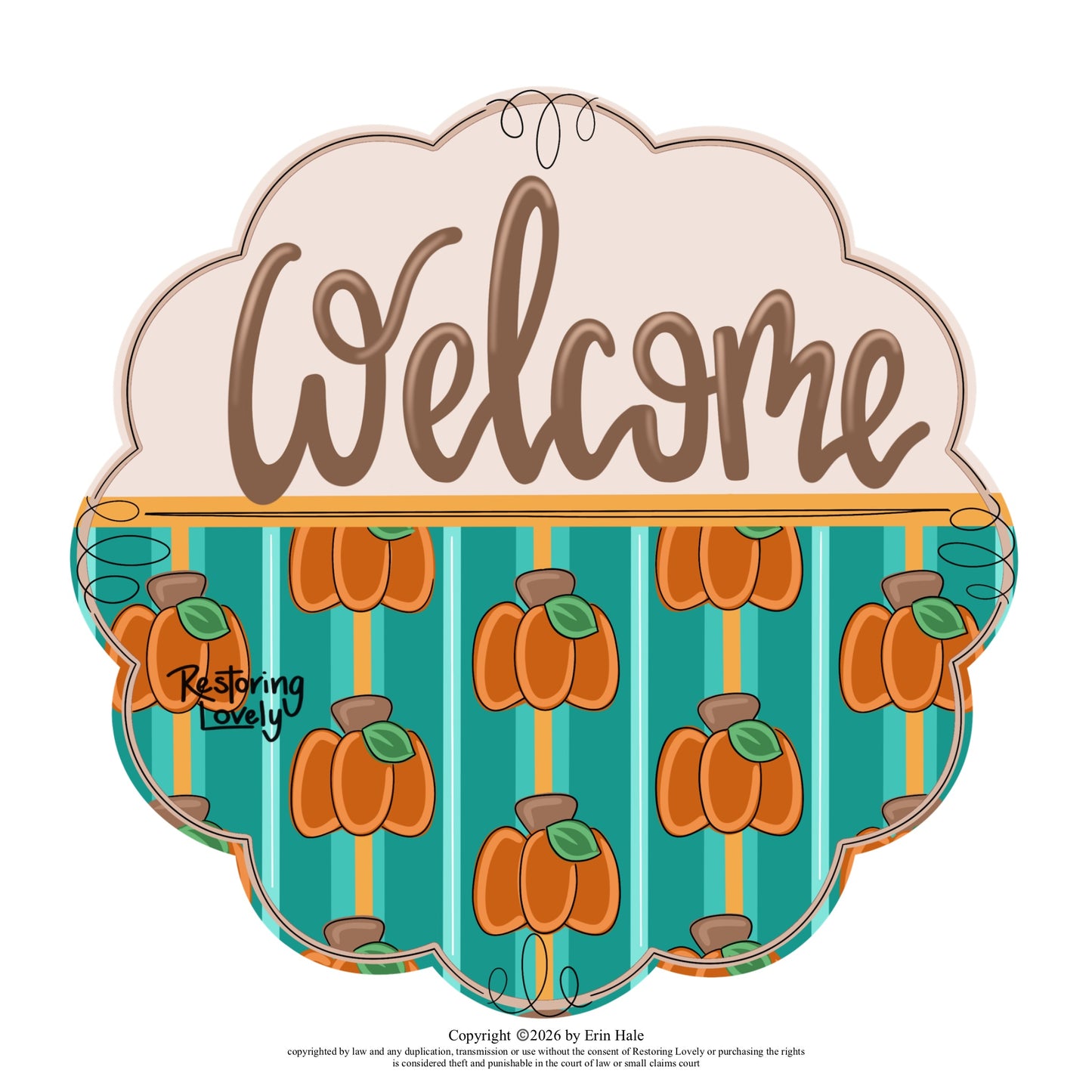 Welcome Pumpkin Scalloped  - Restoring Lovely