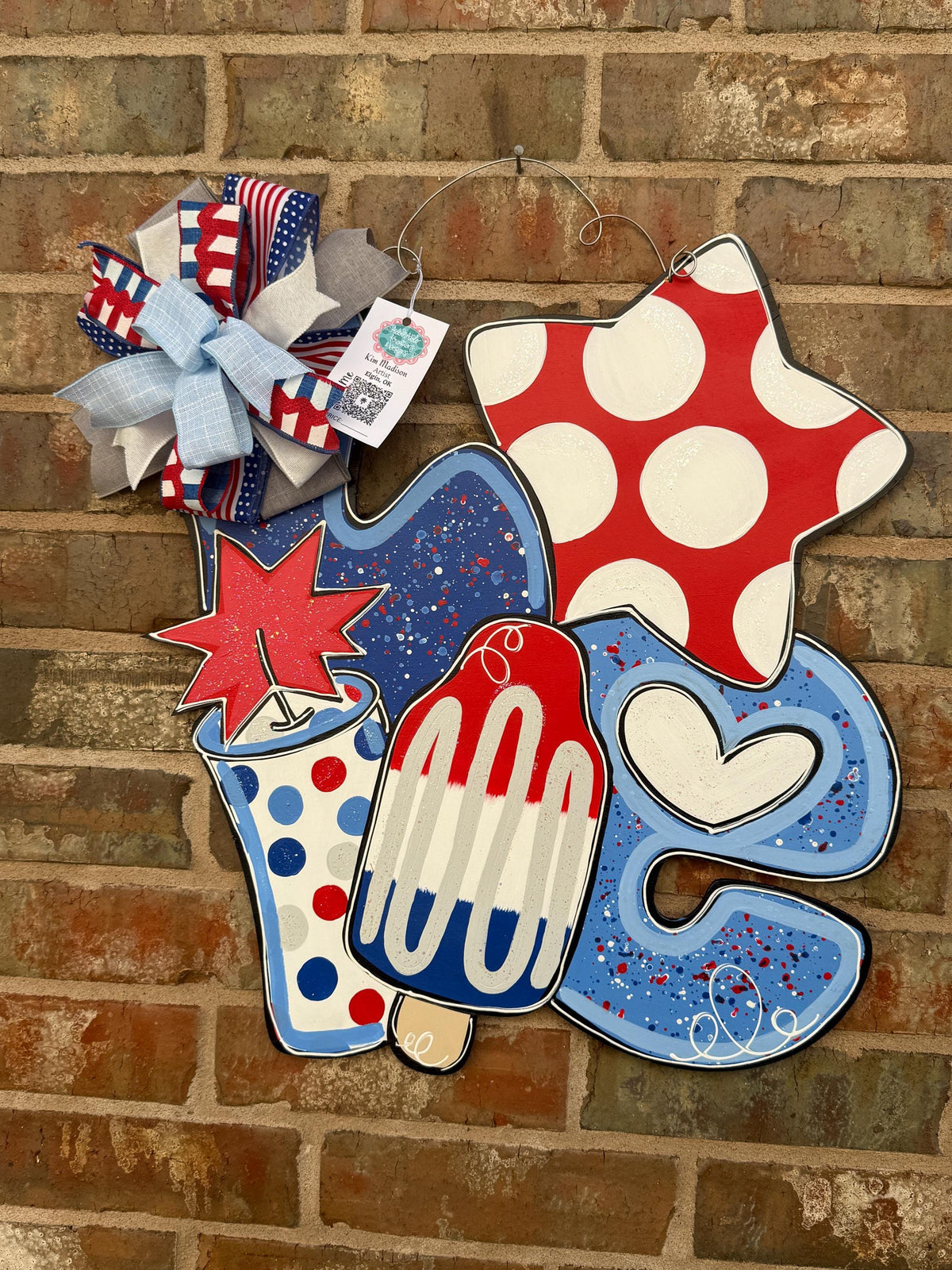 Patriotic LOVE Door Hanger, Independence Day, 4th of July, 20"x21"