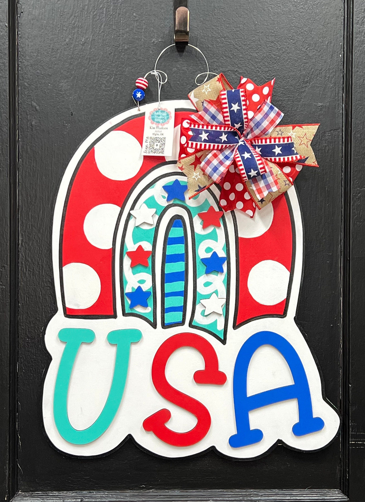 3D USA Rainbow Door Hanger, Patriotic Star Decor, 4th of July