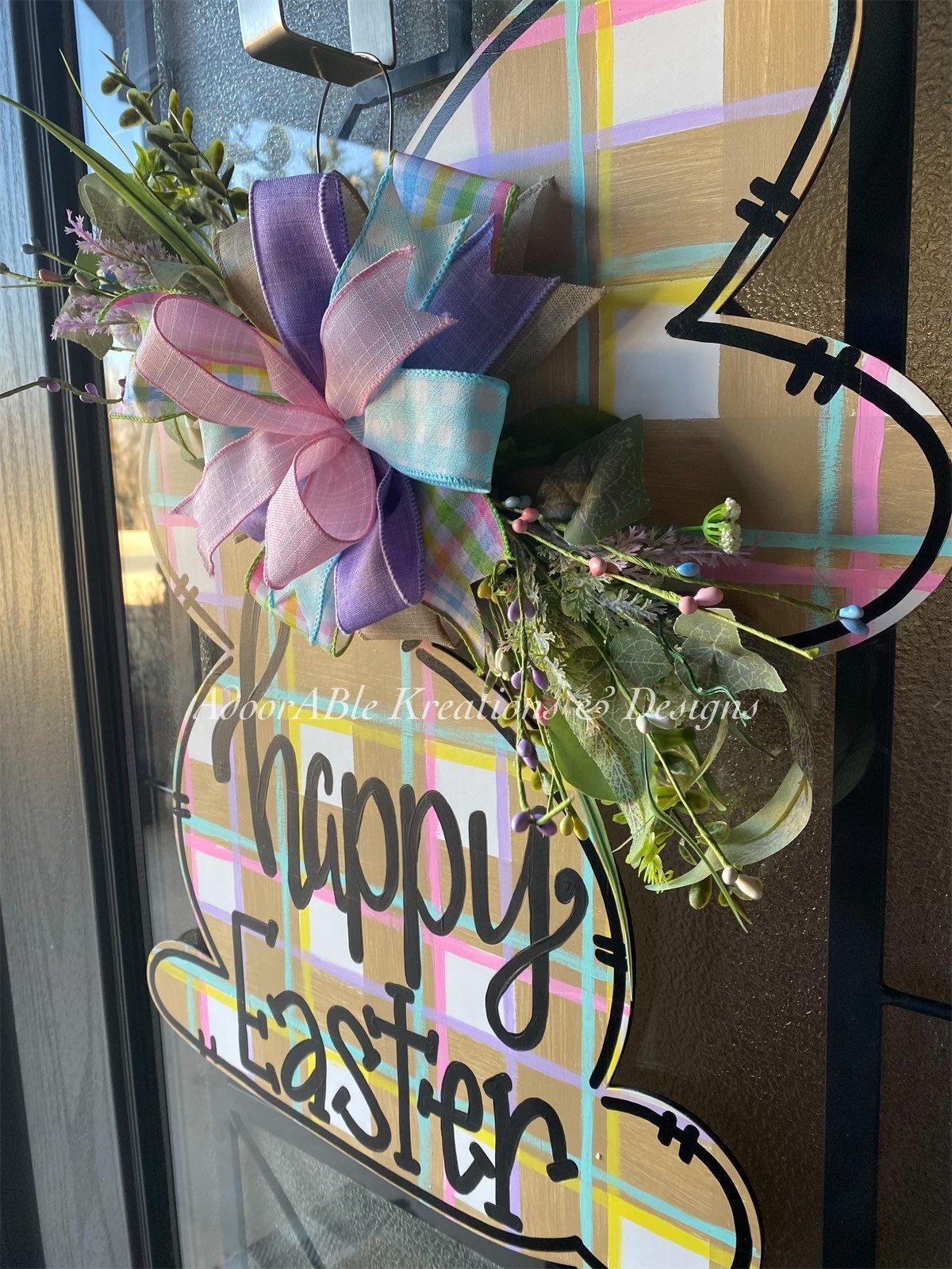 Happy Easter Bunny Door Hanger, Spring Decor (18"x20")