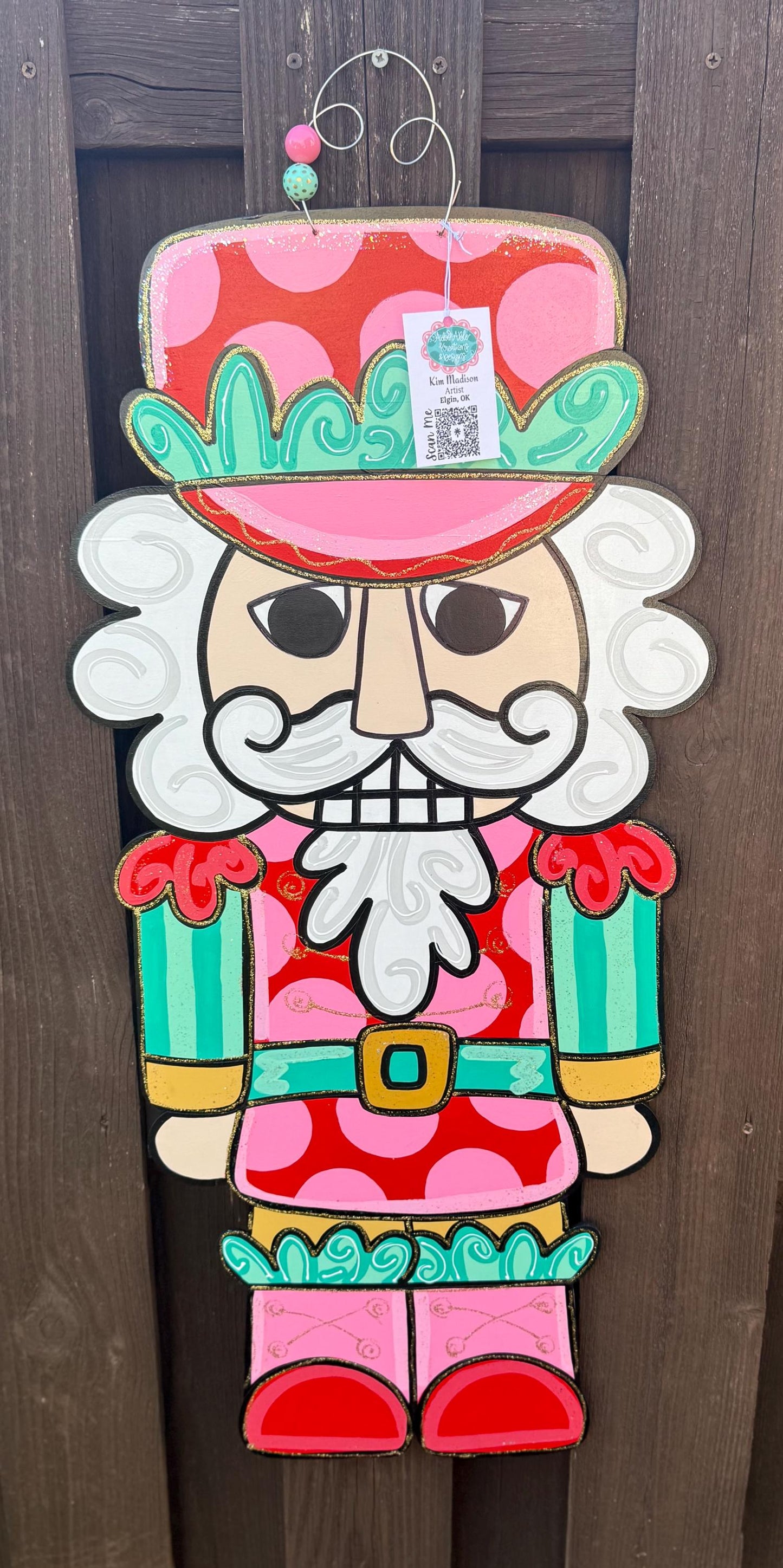 Hand Painted Nutcracker Door Hanger, Christmas Decor, 16”x34