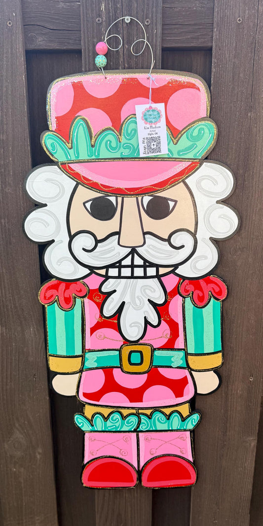 Hand Painted Nutcracker Door Hanger, Christmas Decor, 16”x34