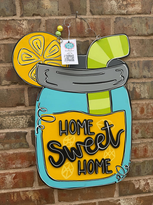 Lemonade Mason Jar Door Hanger, Summer Sign (17"x23")