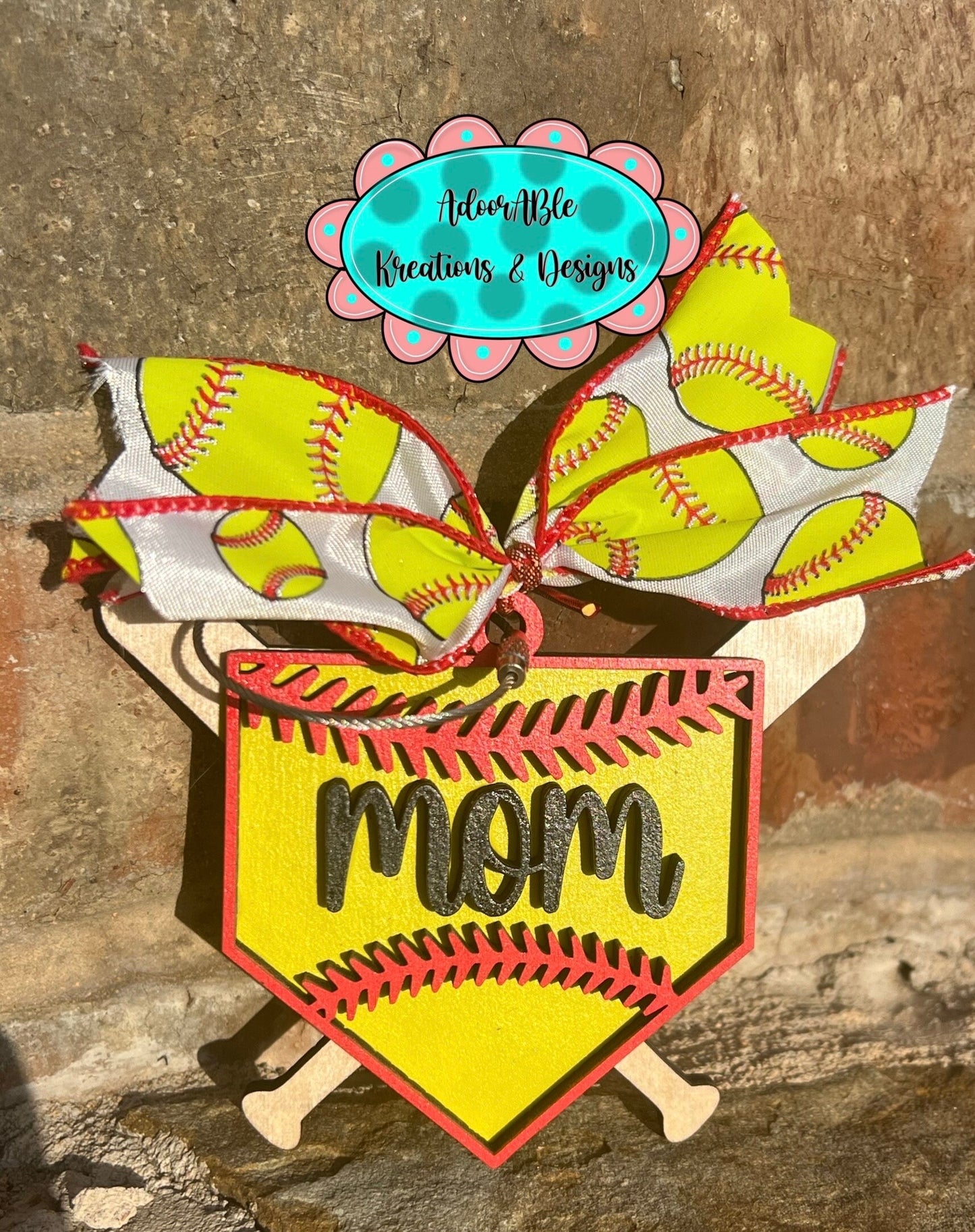 Personalized Baseball Softball Bogg Bag Tag, 3D Plywood Mom Charm