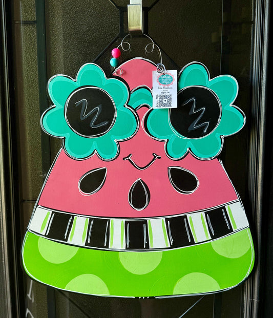 Watermelon with Glasses, Beach, Pineapple, Summer, door hanger, Summer, 22.7"x23"