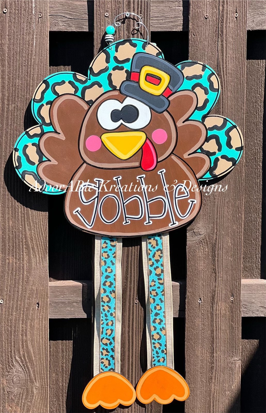 Hand-Painted Turkey Door Hanger - Thanksgiving Fall Decor