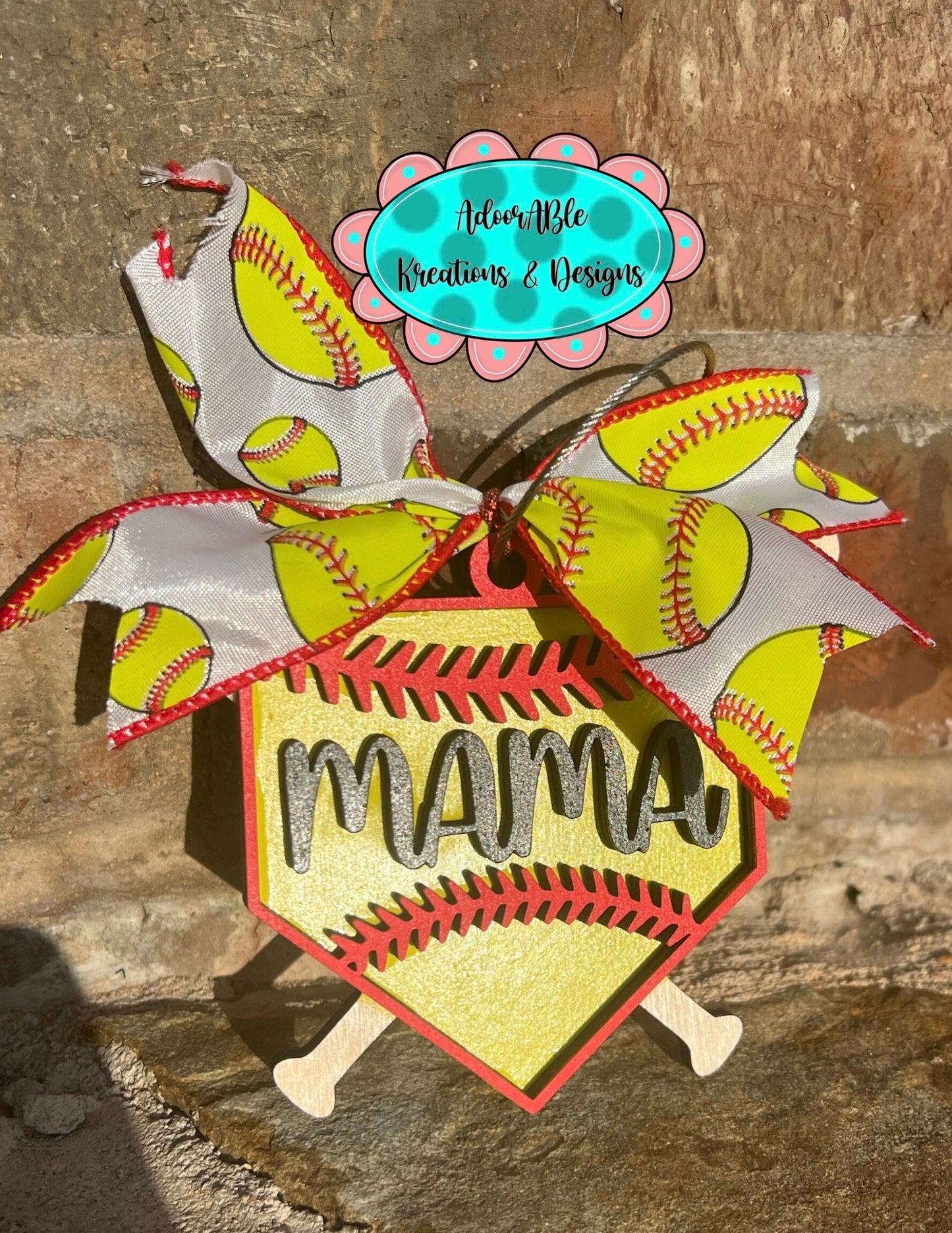 Personalized Baseball Softball Bogg Bag Tag, 3D Plywood Mom Charm
