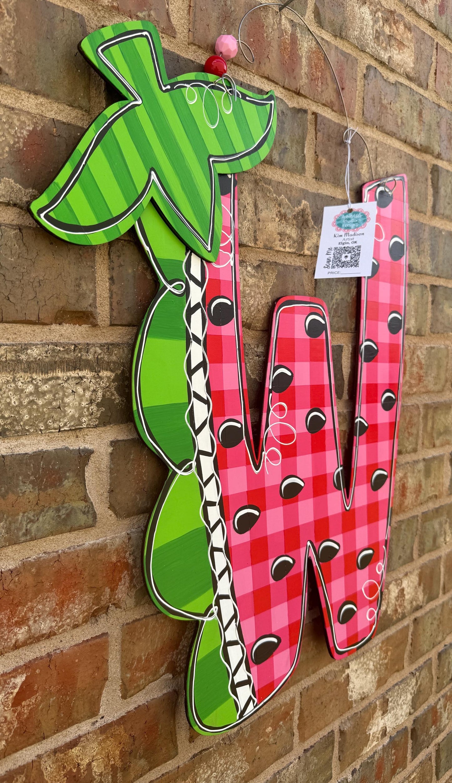 Watermelon Letter door hanger, Choose your letter, Approx 17"x22"