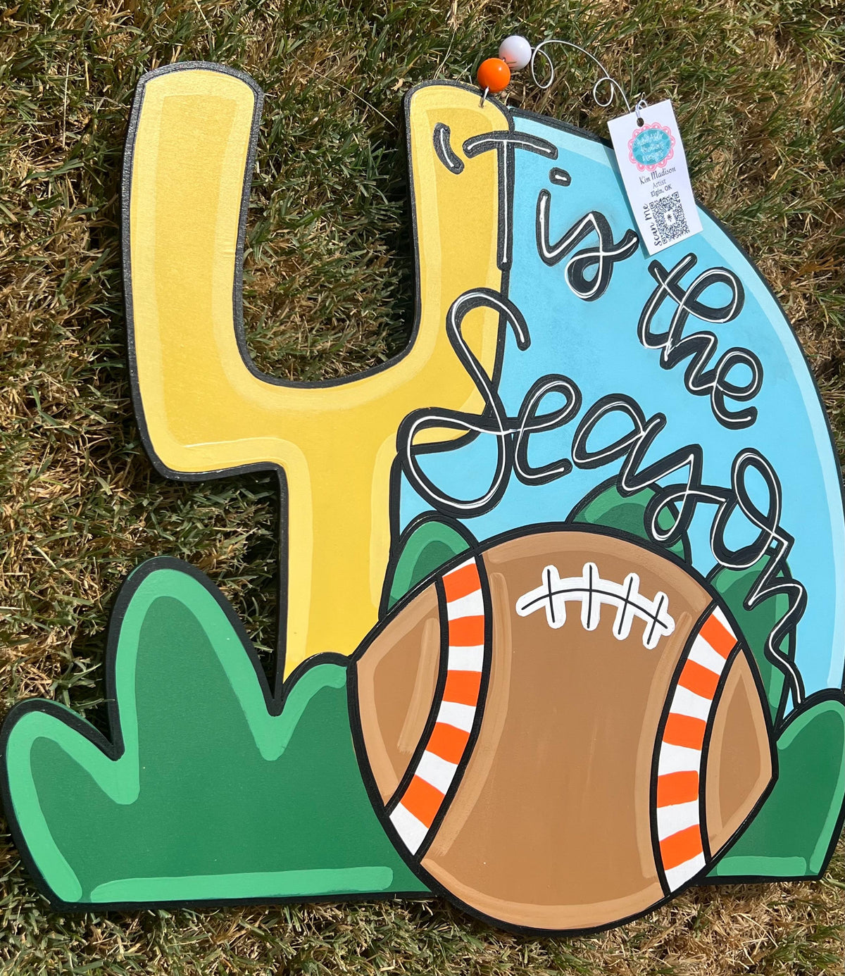 Handmade Football Door Hanger, Sports Decor (19"x22.5")