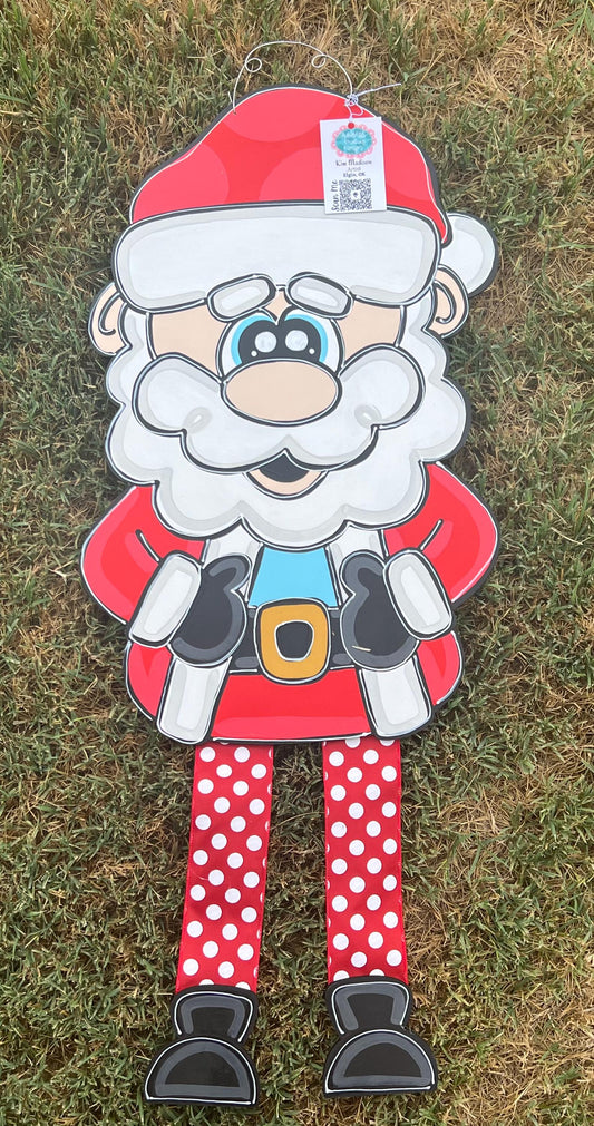Hand Painted Santa Door Hanger with Ribbon Legs