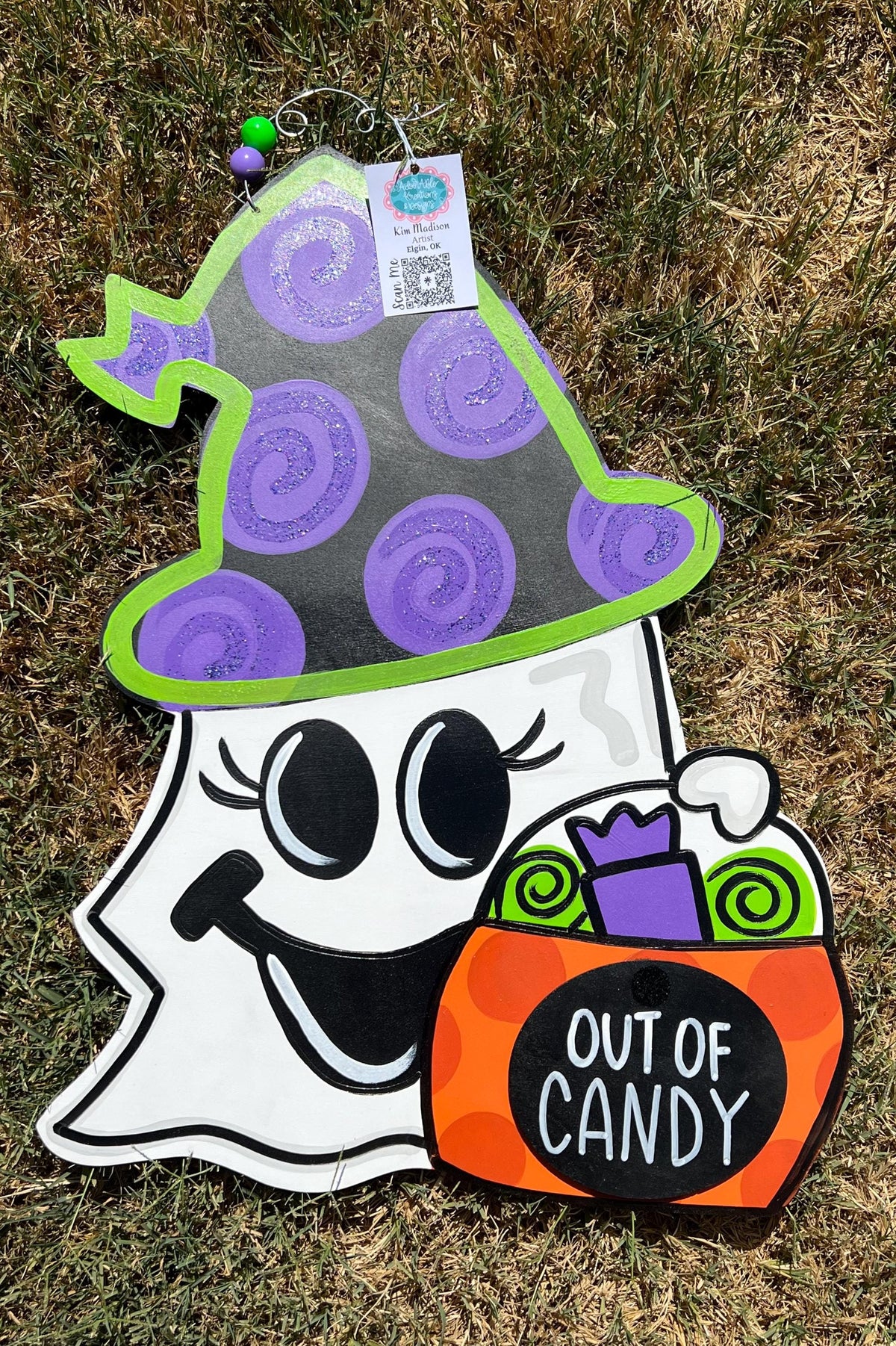 Ghost Trick or Treat Door Hanger, Out of Candy, Fall Decor