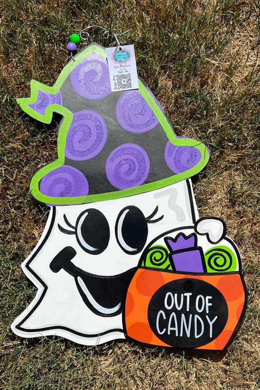 Ghost Trick or Treat Door Hanger, Out of Candy, Fall Decor