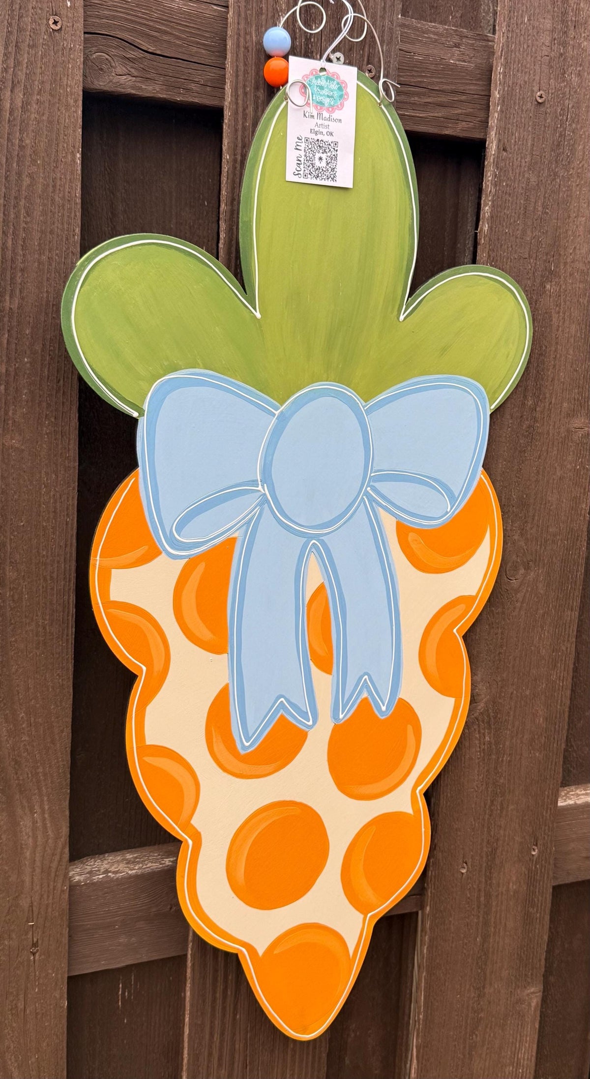 Carrot Door Hanger with Bow, Easter Spring Decor