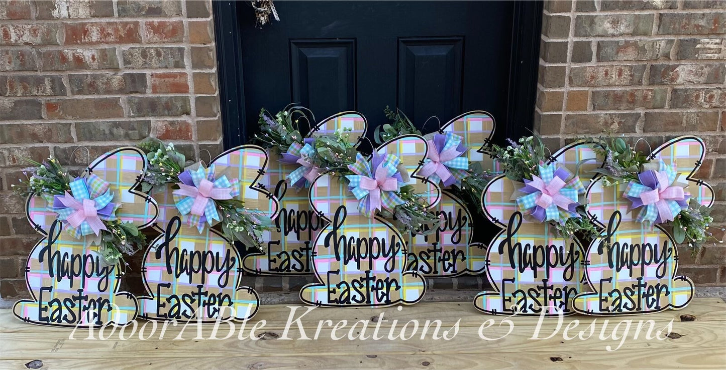 Happy Easter Bunny Door Hanger, Spring Decor (18"x20")