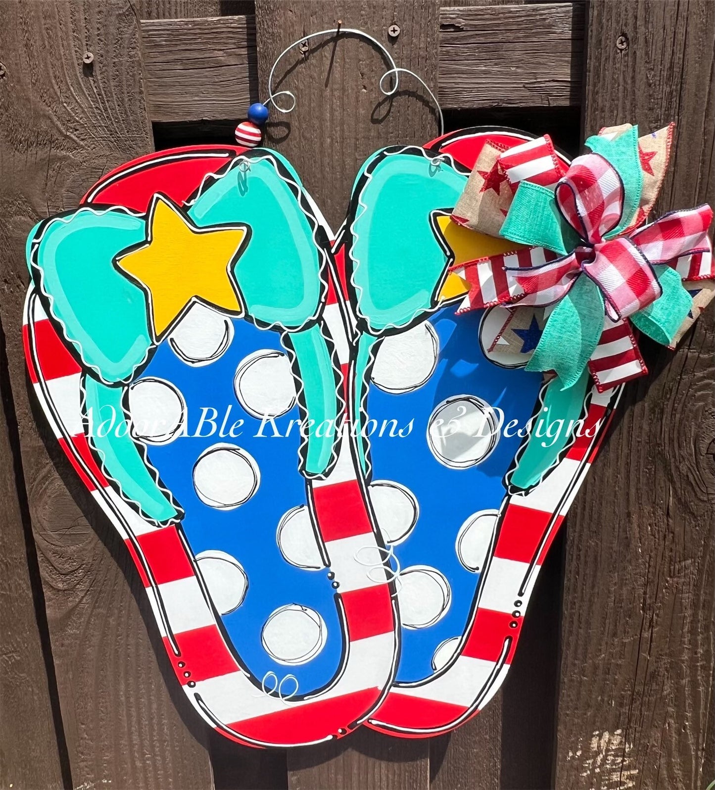 USA flip flops door hanger, Merica, door hanger, USA, 4th of July, Independence Day, flip flops, 19"x21"