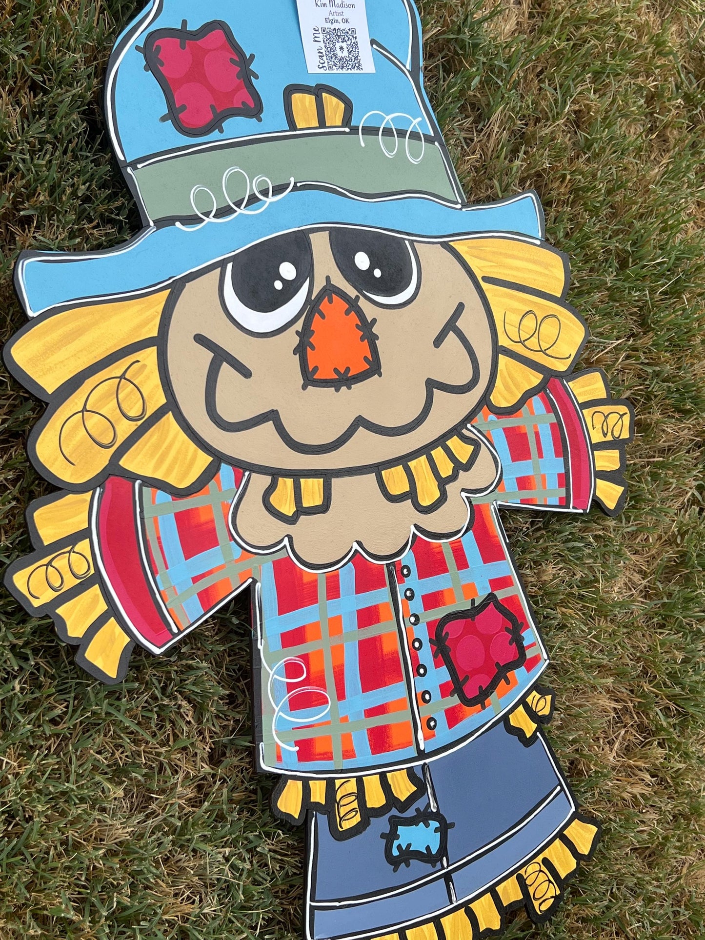 Handmade Scarecrow Door Hanger, Fall Decor (19x26)