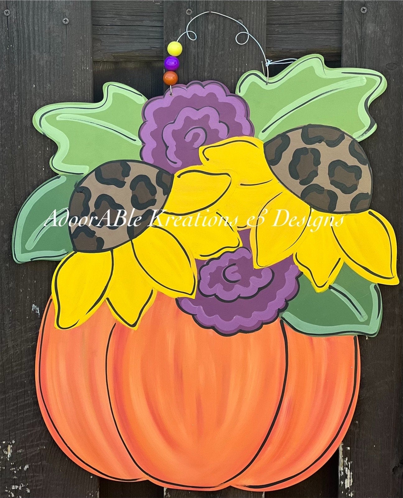 Sunflower Pumpkin Floral Door Hanger, Fall Thanksgiving Decor