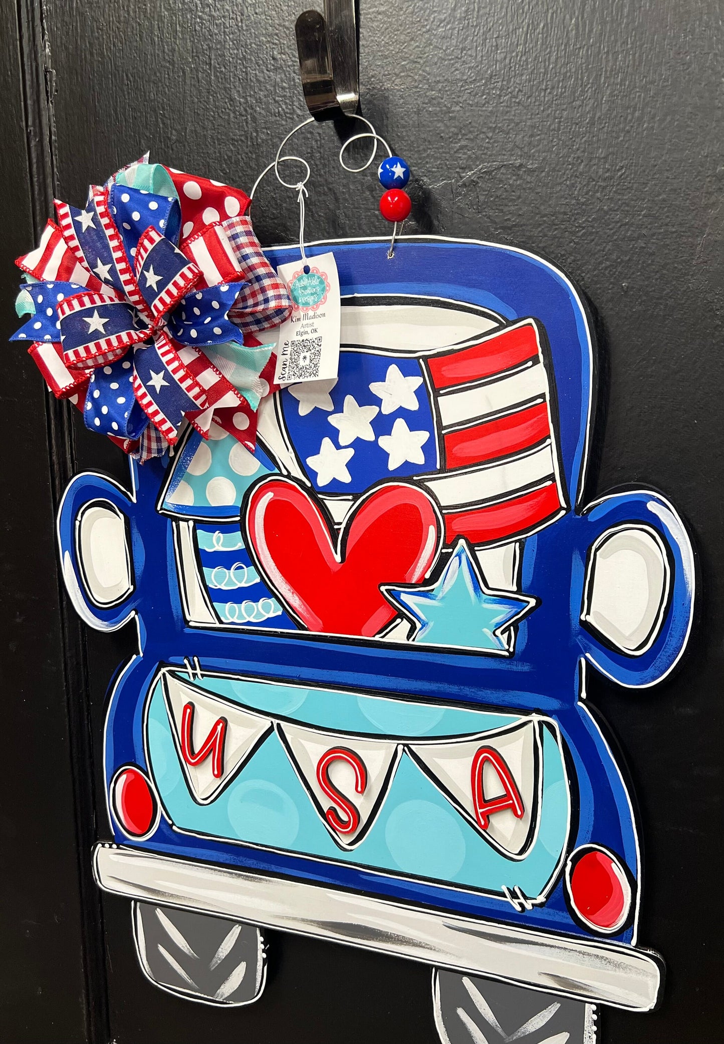 USA Truck Door Hanger, Patriotic Decor, 4th of July, 19x22