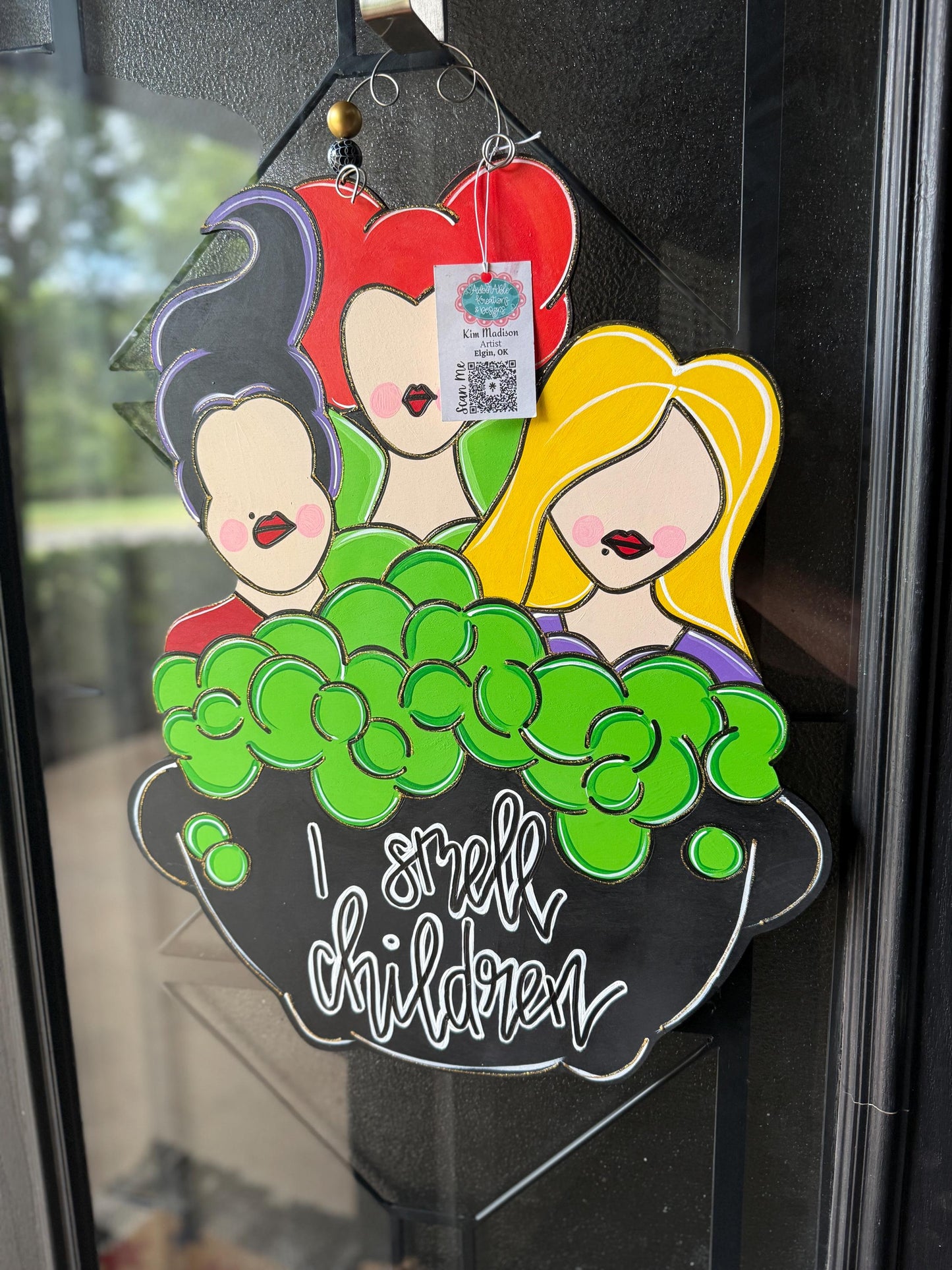 Hocus Pocus Cauldron Door Hanger: Halloween Fall Decor, 18"x22"