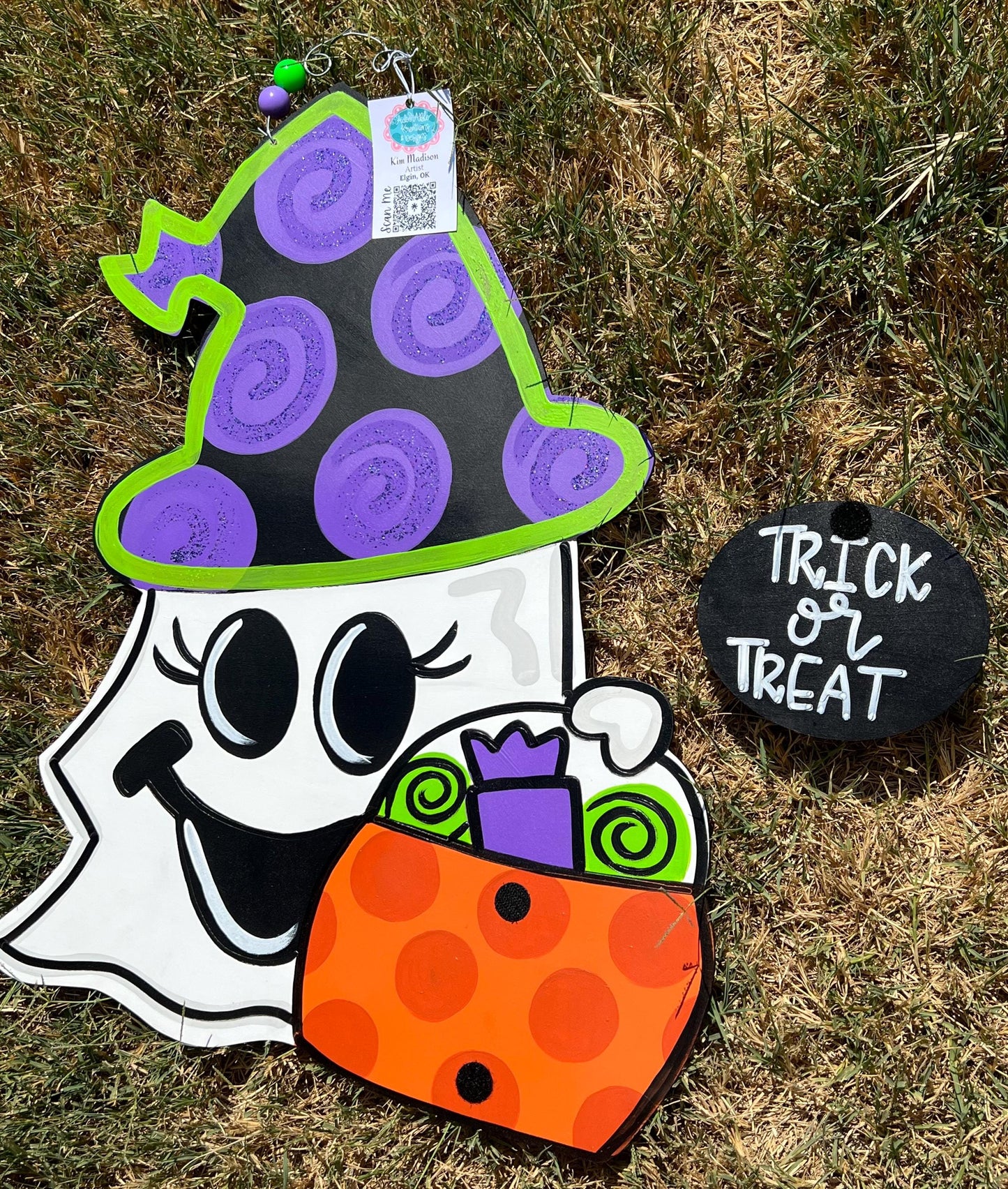 Ghost Trick or Treat Door Hanger, Out of Candy, Fall Decor