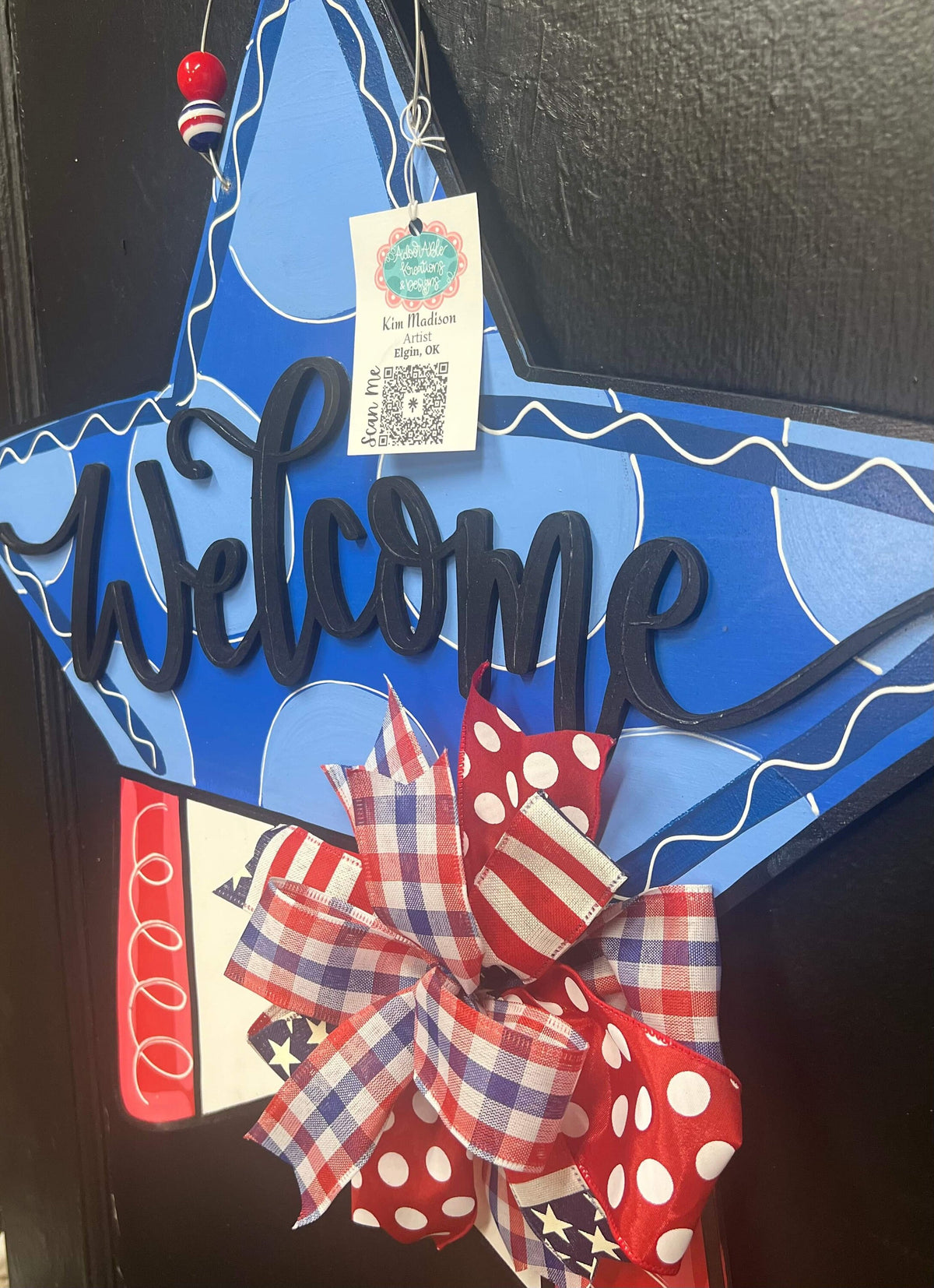 3D Welcome Star Door Hanger, USA Patriotic Decor, 21x22