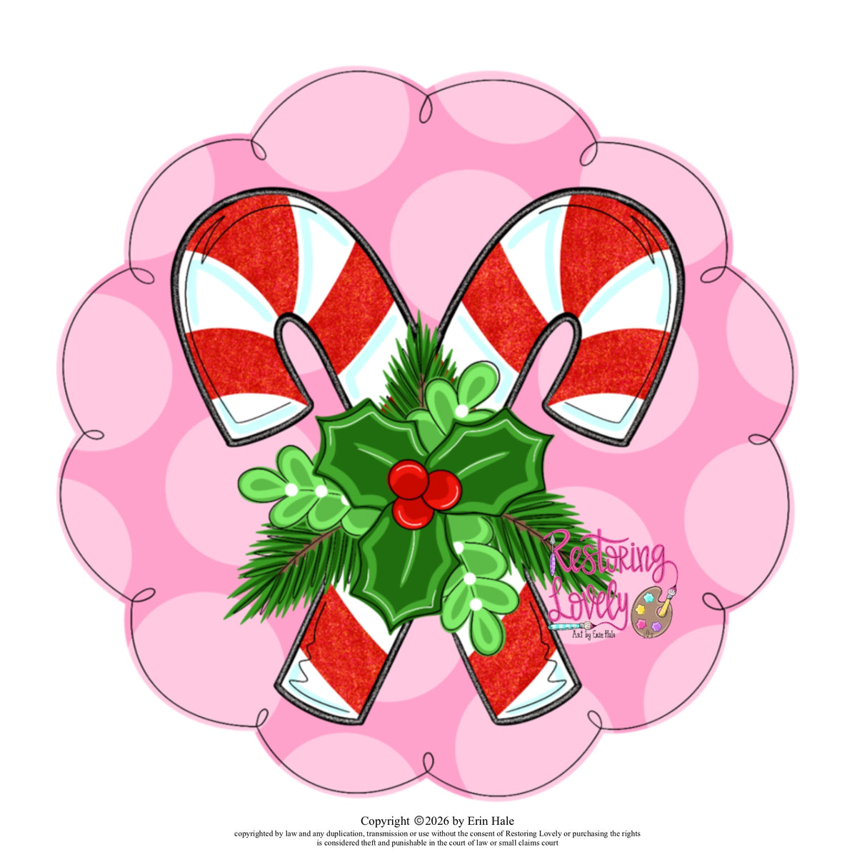 Candy Canes Greenery Scalloped - Restoring Lovely