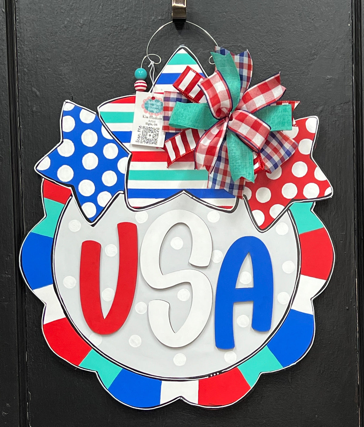 3D USA Stars Door Hanger, Patriotic Decor, 21" Round