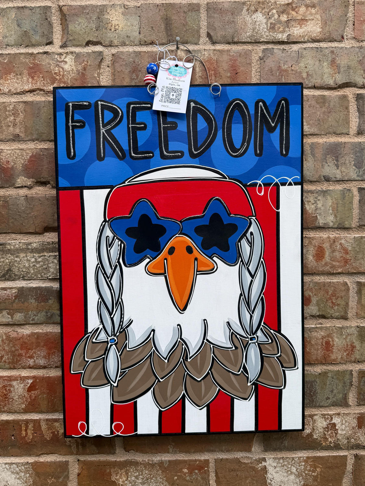 Willie Patriotic Eagle door hanger, Merica, USA, 4th of July, Independence Day, 16"x23"