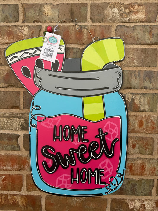 Watermelon Mason Jar Door Hanger, Summer Sign (17"x23")