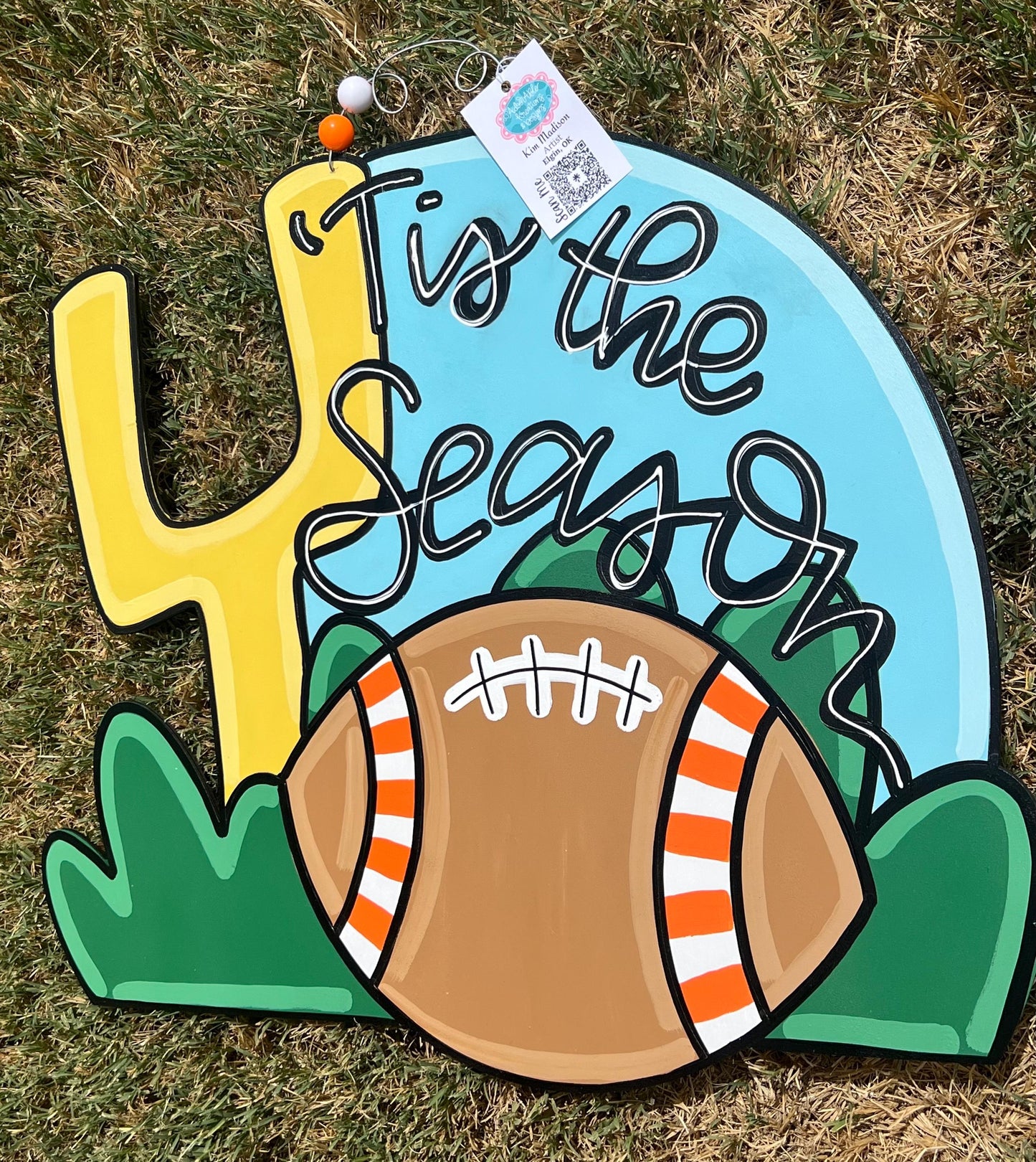 Handmade Football Door Hanger, Sports Decor (19"x22.5")