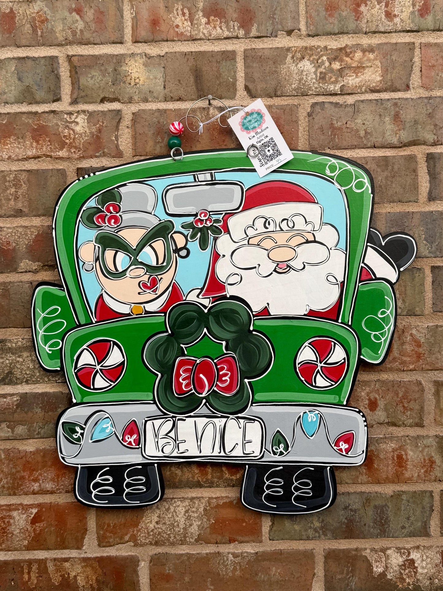 Mr & Mrs Claus Truck Door Hanger: Christmas Decor (20x21)