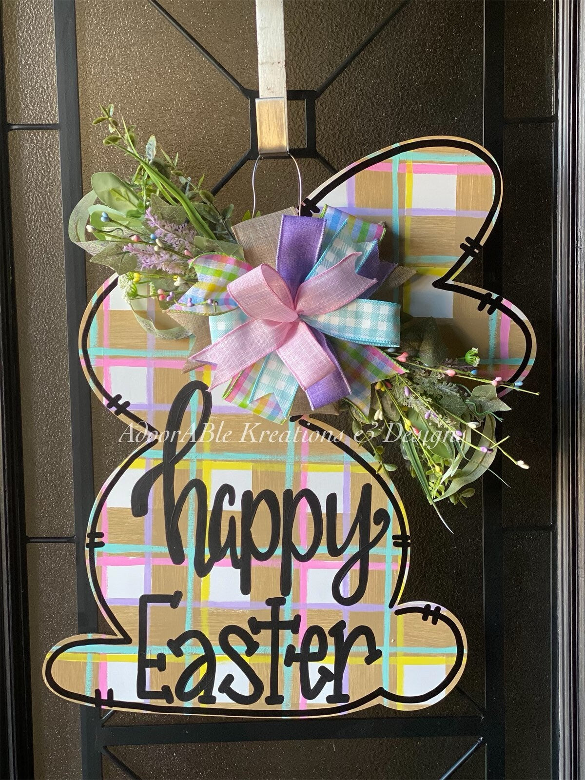 Happy Easter Bunny Door Hanger, Spring Decor (18"x20")