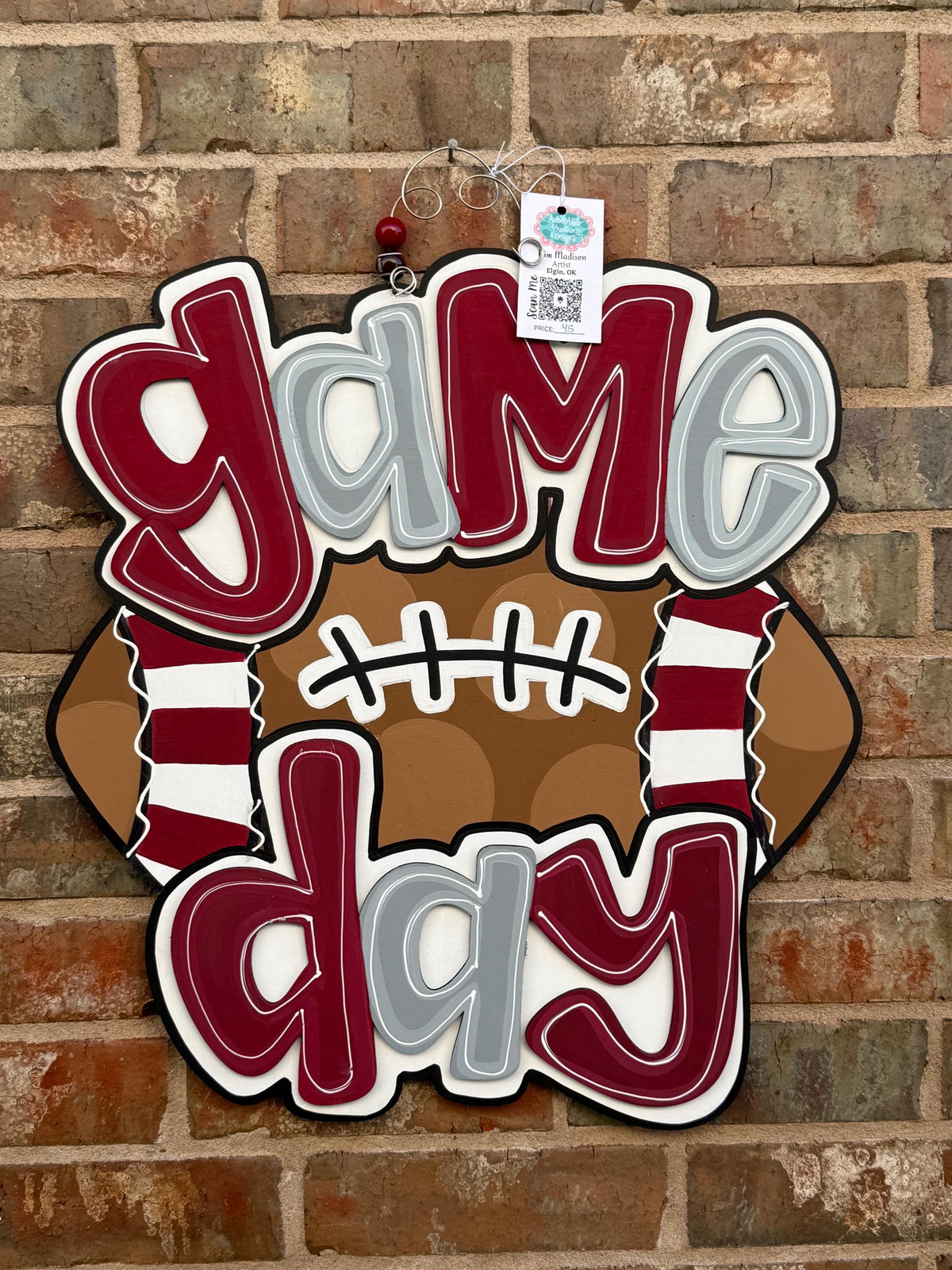 3D Football Door Hanger: Game Day Tailgate Decor