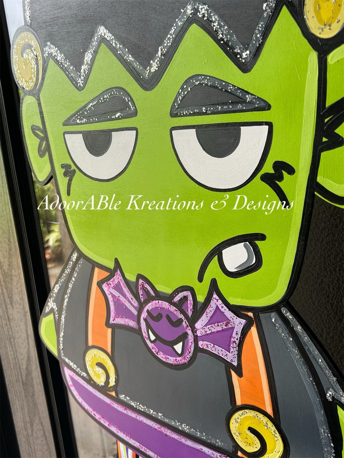 Frankenstein Ribbon Legs Door Hanger, Halloween Decor (18"x34")