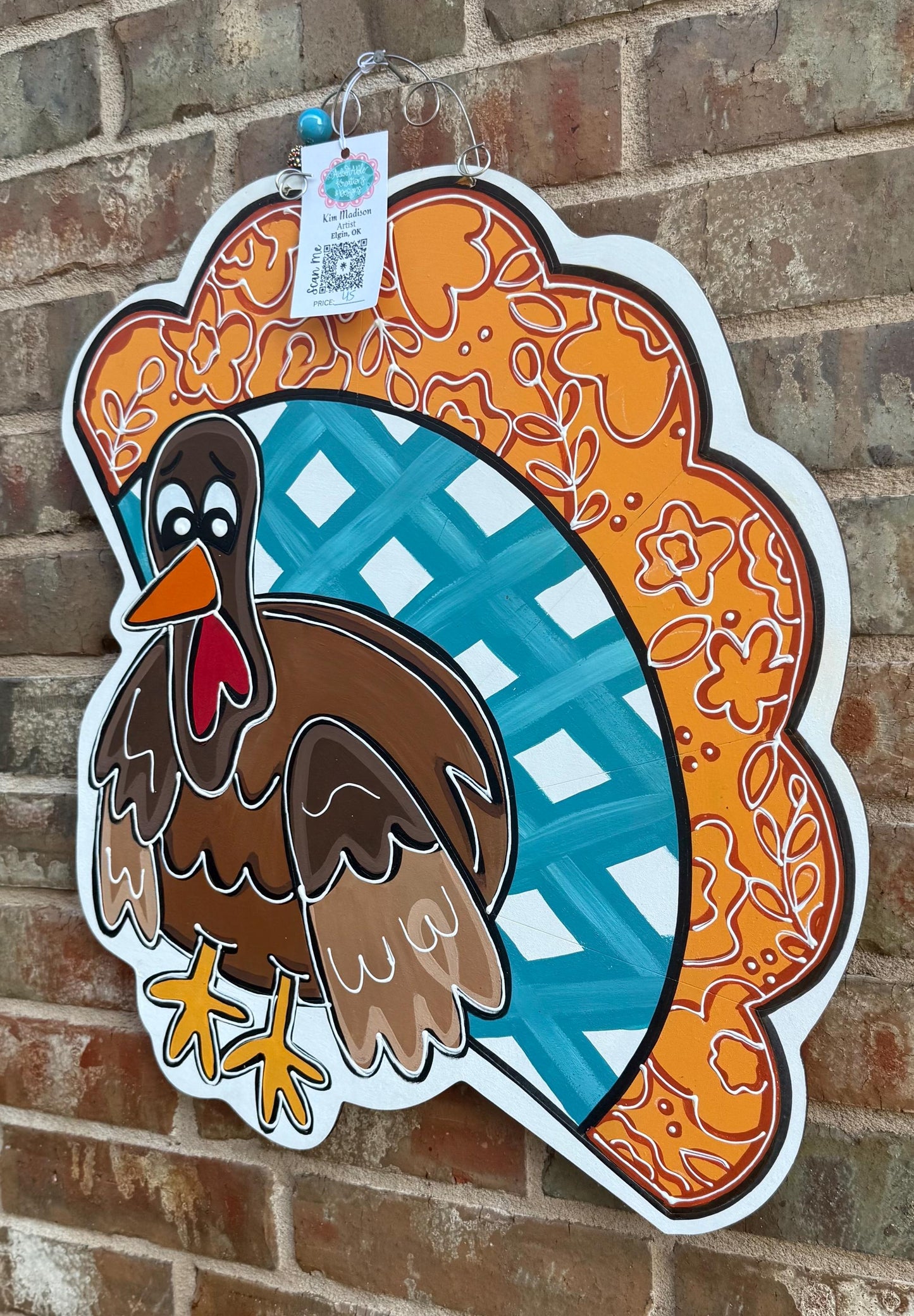 Hand-Painted Turkey Door Hanger - Fall Thanksgiving Decor