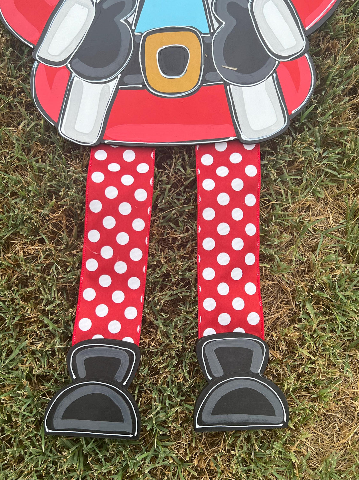 Hand Painted Santa Door Hanger with Ribbon Legs