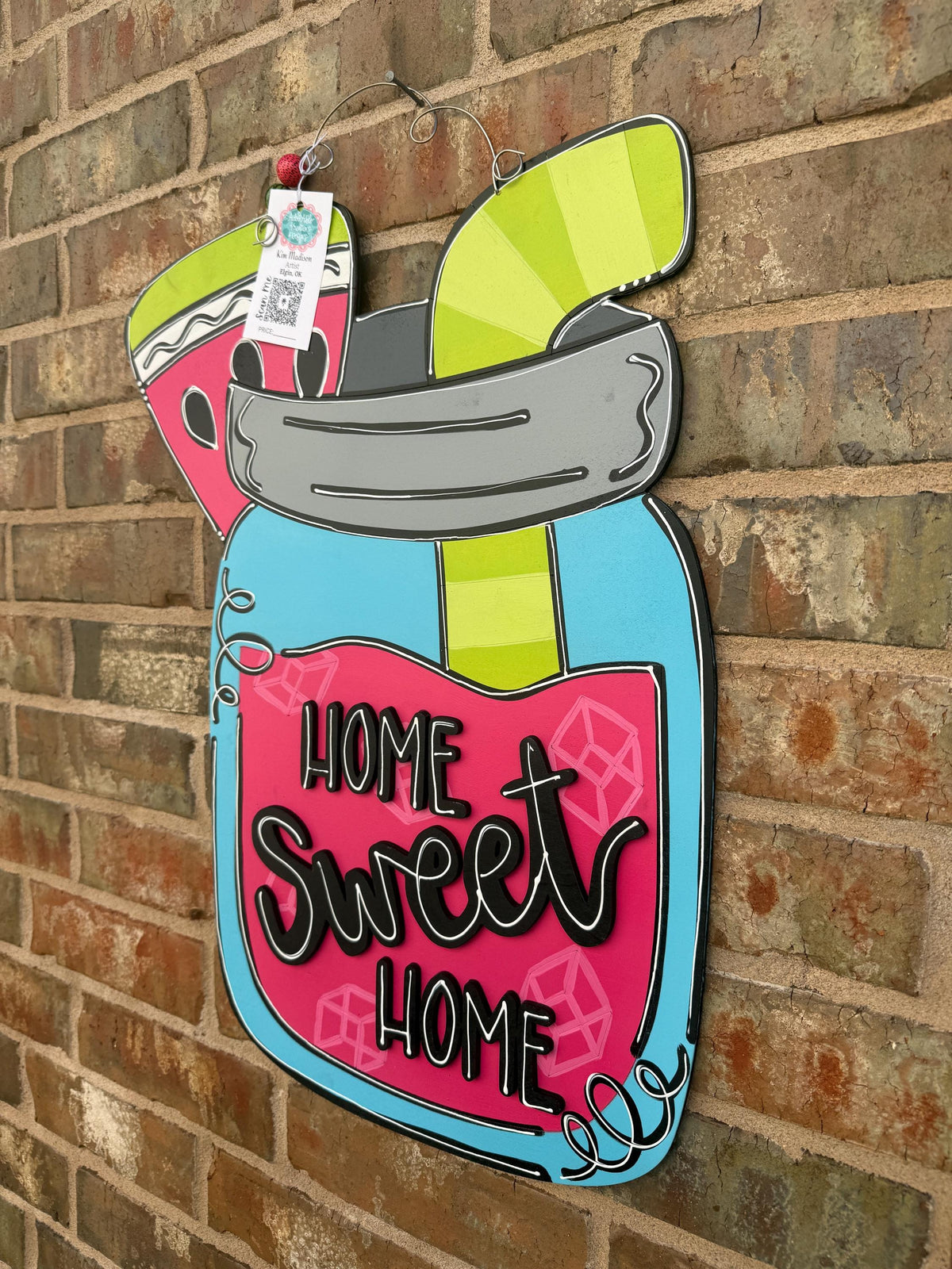 Watermelon Mason Jar Door Hanger, Summer Sign (17"x23")