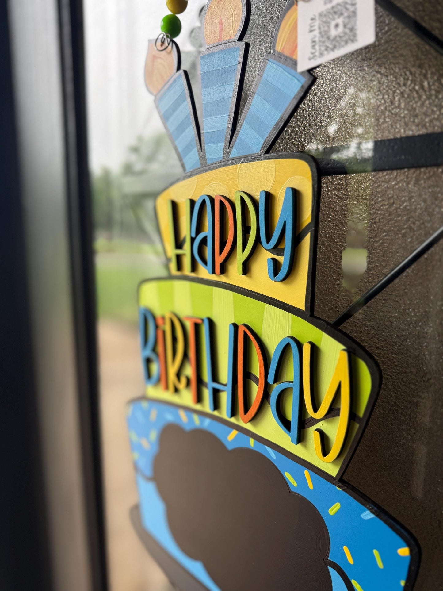 Happy Birthday Door Hanger, 3D words and Chalkboard (14"x23")