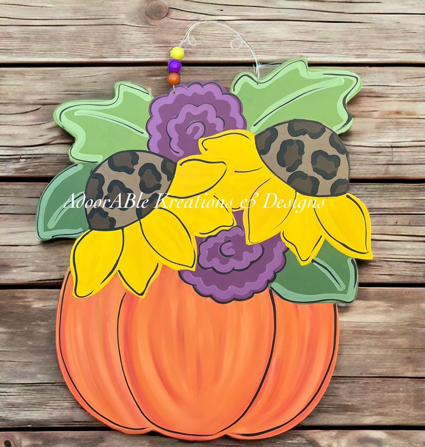 Sunflower Pumpkin Floral Door Hanger, Fall Thanksgiving Decor