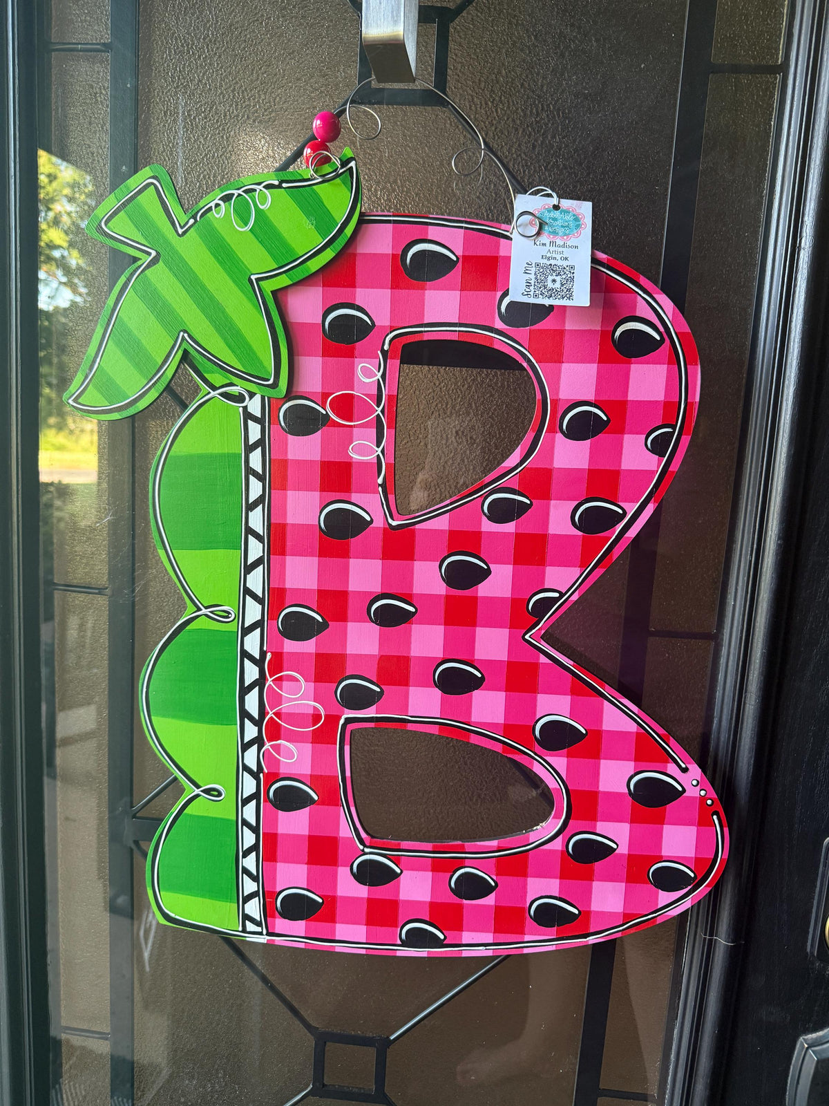 Watermelon Letter door hanger, Choose your letter, Approx 17"x22"