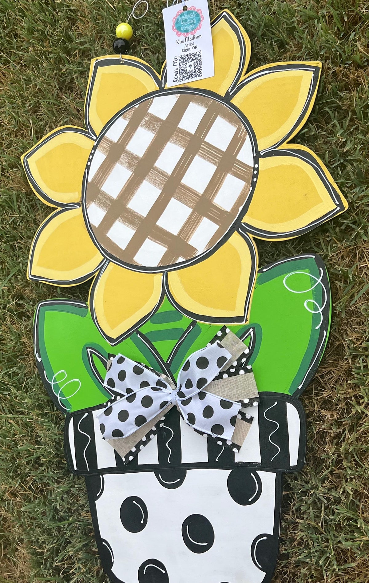 Sunflower in Pot Door Hanger, Fall Decor, 15x23