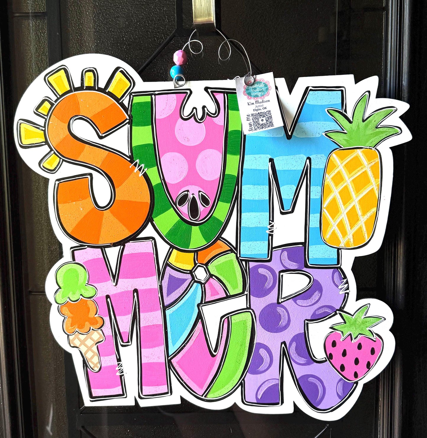 Summer Word Door Hanger, Painted Birch, Summer Decor
