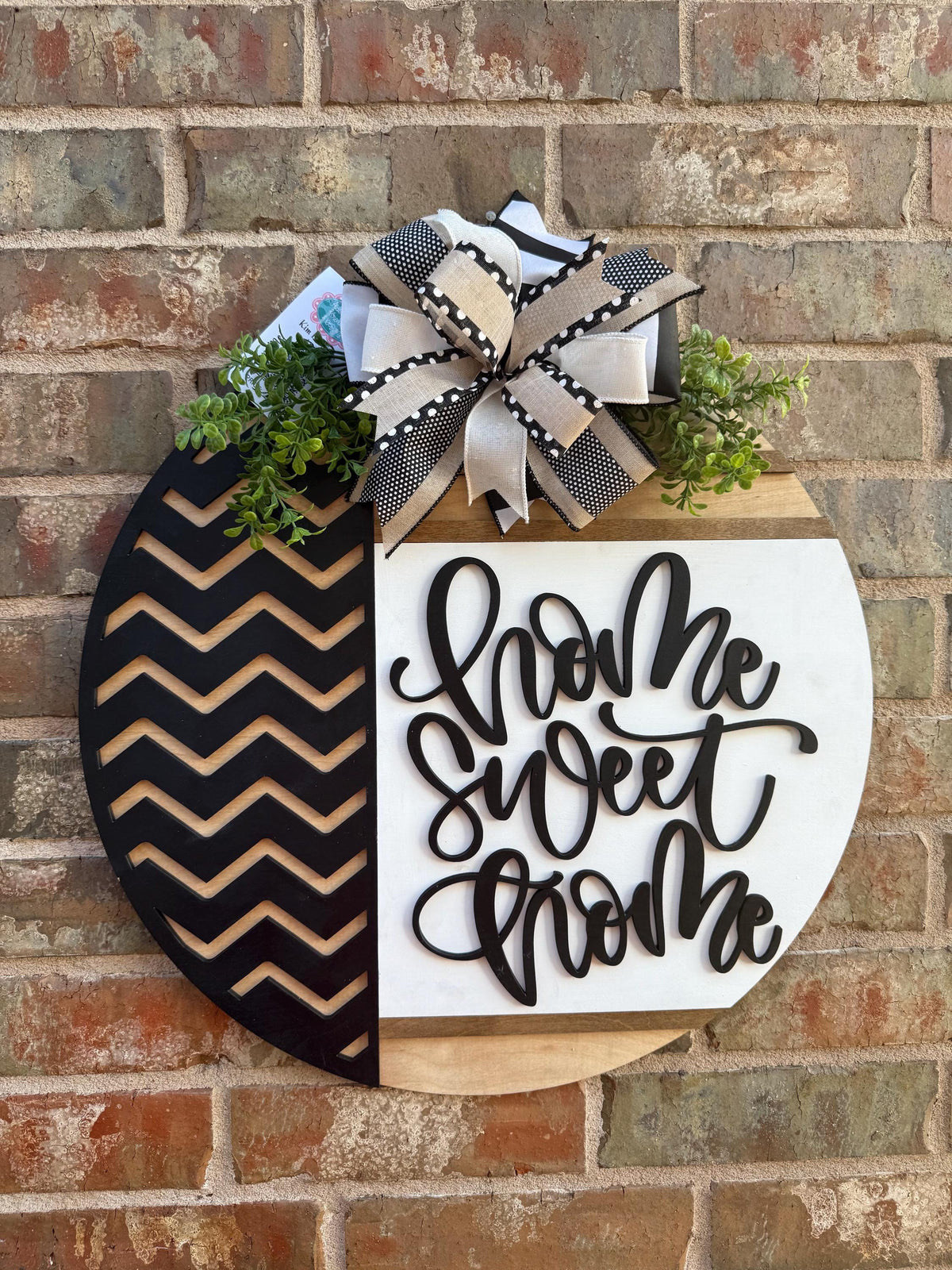 3D Chevron Home Sweet Home Door Hanger, Everyday Decor (20" Round)