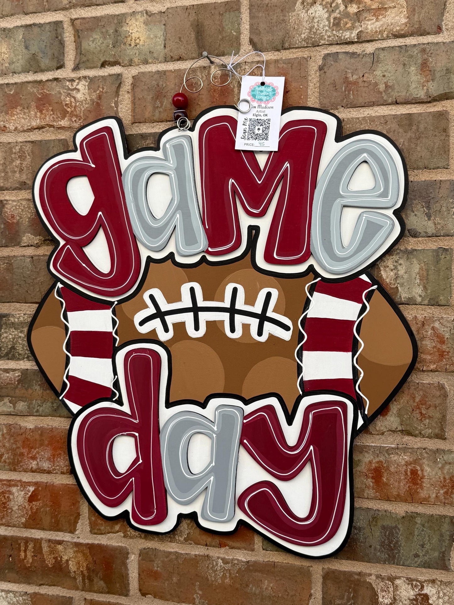 3D Football Door Hanger: Game Day Tailgate Decor