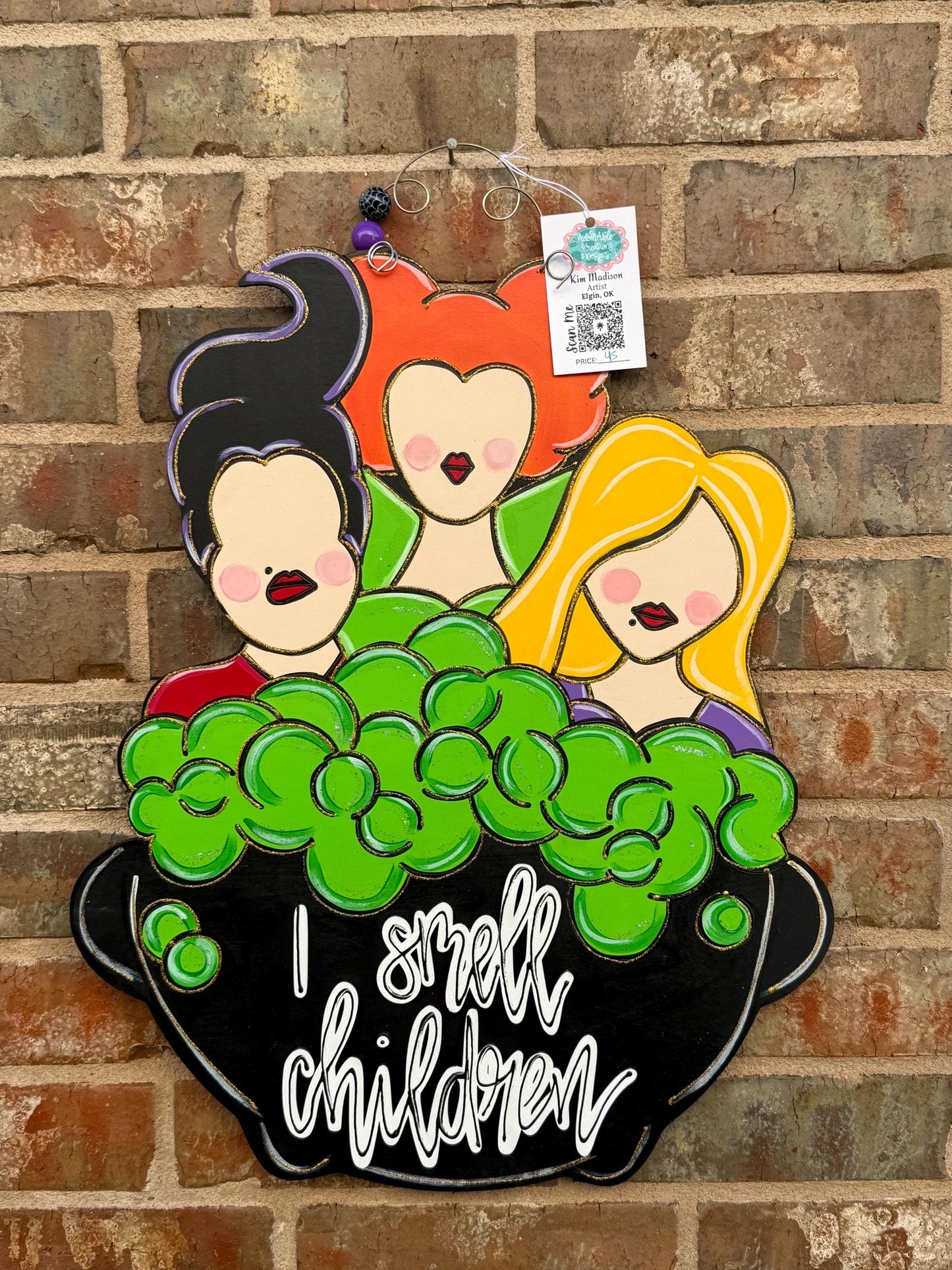 Hocus Pocus Cauldron Door Hanger: Halloween Fall Decor, 18"x22"
