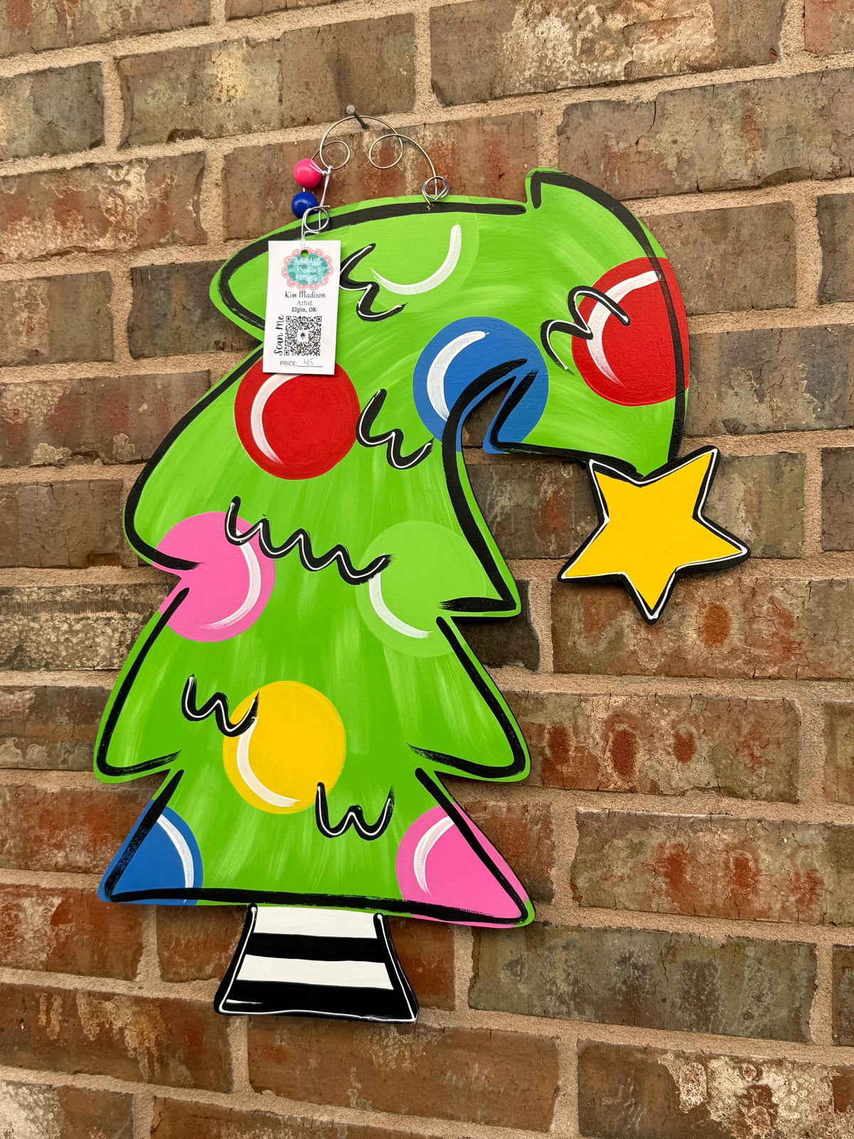 WhoVille Christmas Tree Door Hanger, Whimsical Holiday Decor